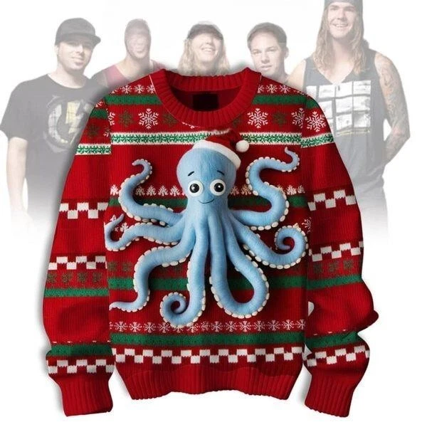 Dirty Heads Playing With Octopus Christmas Ugly Sweater