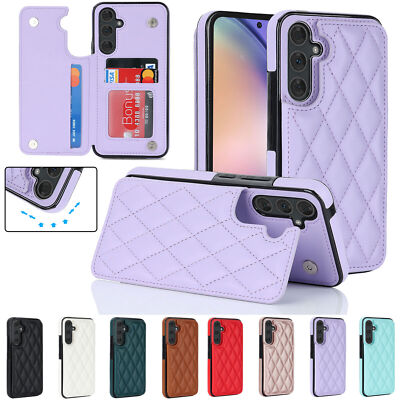 Luxury Grid Leather Flip Phone Case Cover For Samsung A14 5G A53 A54 A12 A13 5G