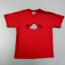 VINTAGE Ohio State Shirt Mens Large Red Nike 90s Buckeyes Brutus Center Check