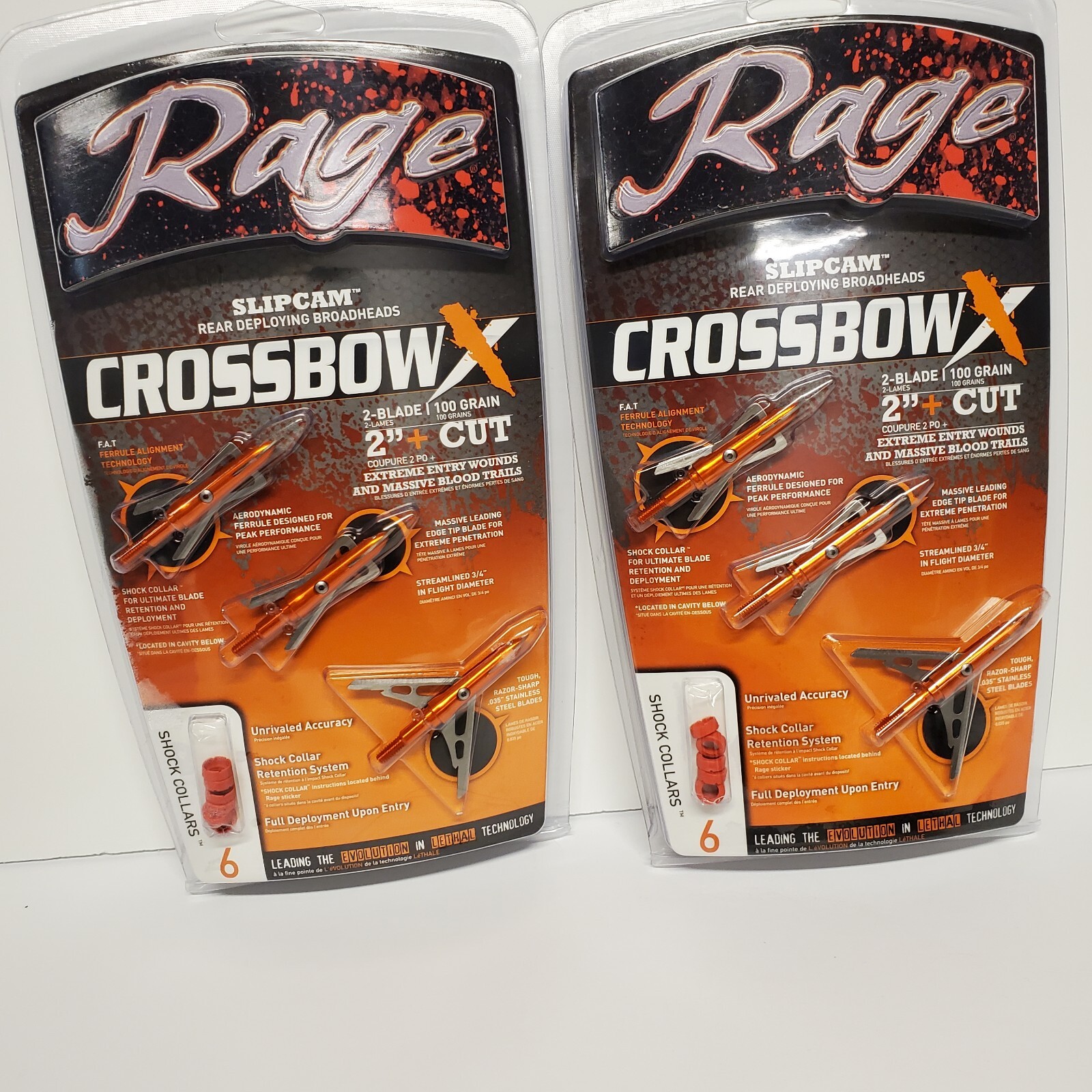 Rage CrossbowX Slipcam Rear Deploying Broadheads, 2Blade,100 Grain
