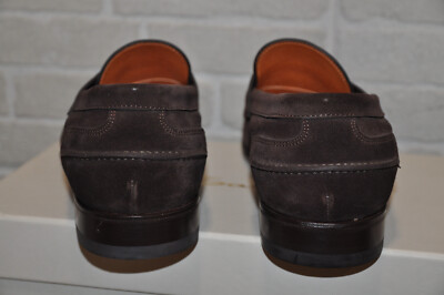 Authentic New Men's Santoni Brown Suede Leather Loafers,UK7.5/US8