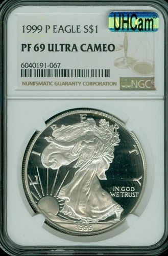 1999 P SILVER EAGLE NGC PF69 UCam MAC ULTRA HEAVY CAM MAC SPOTLESS *