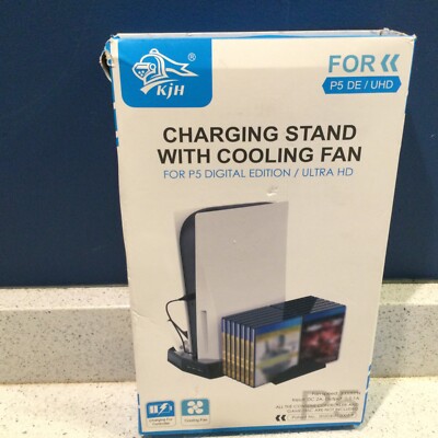 Vertical Stand with Cooling Fan and Dual Controller Charging Station for PS5