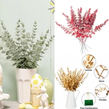 10-50Pcs Artificial Eucalyptus Leaves Stems Real Touch Green Leaf Branch Bouquet