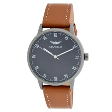 Gianello Milan Alure 42 Men's Numbred Dial Stitched Strap Watch