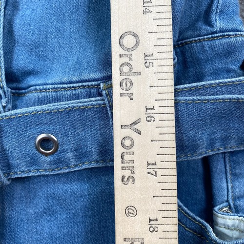 Parisian Women's Denim Belted Cropped Slim Jumpsuit Long Sleeves Size 4 Blue - Picture 8 of 14