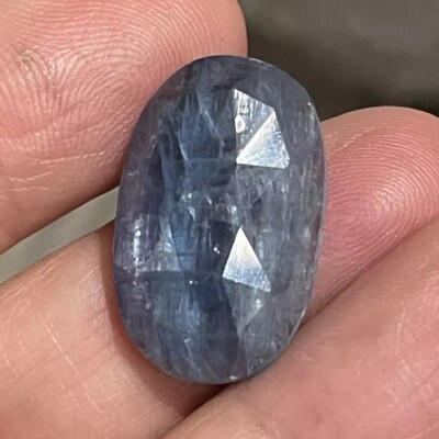 23ct 235x14.7x6mm Fine Aqua Blue Faceted Kyanite Oval Cabochon Loose Gem