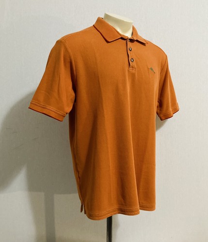 Tommy Bahama Short Sleeves Men's Polo Shirt Size XL Collared Orange Stretch Logo - Picture 5 of 11