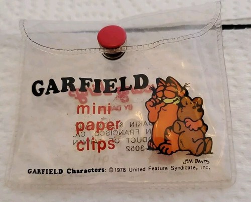 Vintage Garfield Set Of 5 Paperclips With Pouch 1978 Youngthings By Dankin - Picture 3 of 10