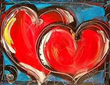 HEARTS LOVE RED HOT IMPRESSIONIST pop art Abstract Modern CANVAS   PAINTING  