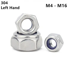 304 Stainless Steel Nylon Insert Lock Nut Hex Nylock Nut Left Hand Thread