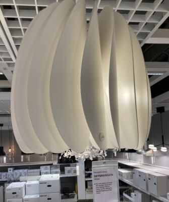 IKEA SKYMNINGEN Pendant lamp, white, curved turbine shape 16x 17