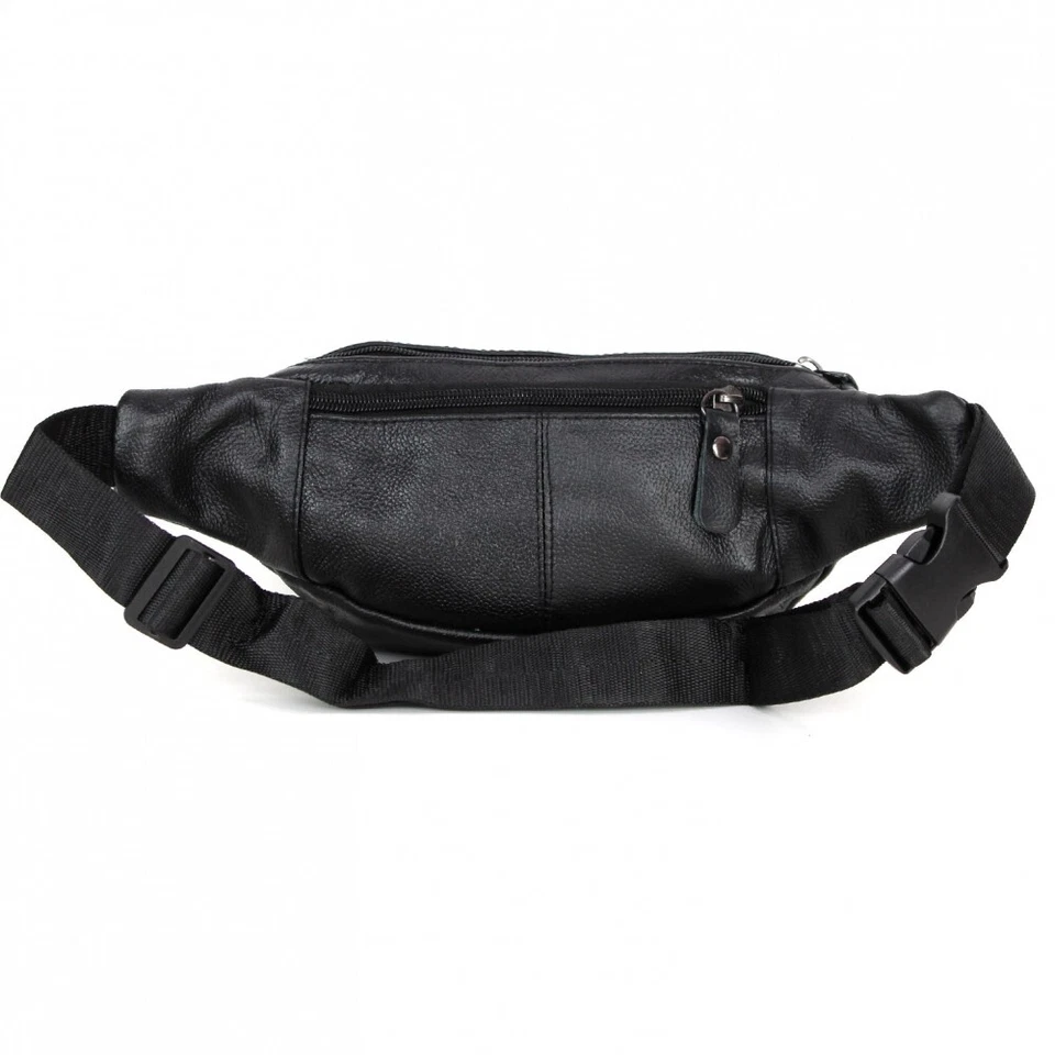 Marsupio vera pelle borsa uomo donna 6 scomparti multitasche lavoro viaggio nero - Immagine 4 di 4