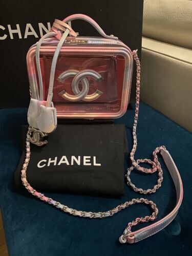 CHANEL Coco Mark Leather PVC Mules G34849 Size 35C Clear Pink