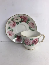 Crown Staffordshire Bone China Tea Cup And Saucer Trinity Rose Vintage