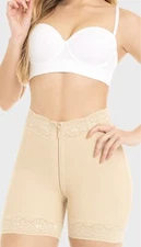 Fajas Colombianas MYD M&D STA3722 SHORT FULLY ZIP for buttocks and abdomen SMALL