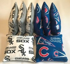 CHICAGO WHITE SOX CUBS CORNHOLE BEAN BAGS SET OF 8 TOP QUALITY TOSS GAME G