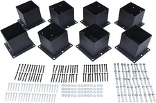 8 Pcs 6x6 Post Base Brackets Heavy Duty Wood Post Fence Post Anchor Black Steel