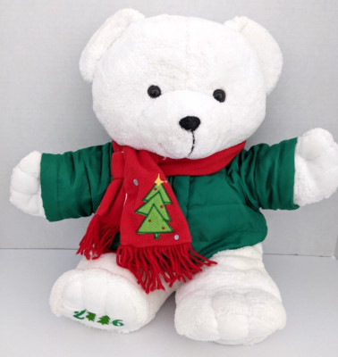 2006 DanDee 20'' Christmas Teddy Bear w Embroidered Red Scarf & Green Jacket