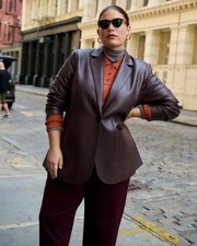 Nwt S Xl 14-16 Universal Standard Davis Leather Blazer Brulee Msrp $698