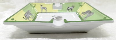 Hermes Paris Ashtray Elephant Africa Plate Green Dish Porcelain