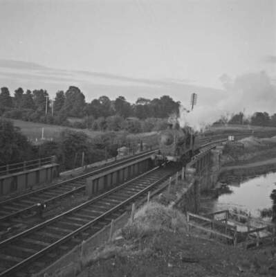 Steam train approaching Liffey Junction Co Dublin Ireland Railway OLD PHOTO