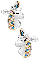 Ohrringe 925 Silber Einhorn Pferde MäDchen Kinder Damen Ohrstecker Geschenk Idee