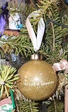 Taylor Swift Taylor’s Version Gold Glitter Ball Christmas Ornament