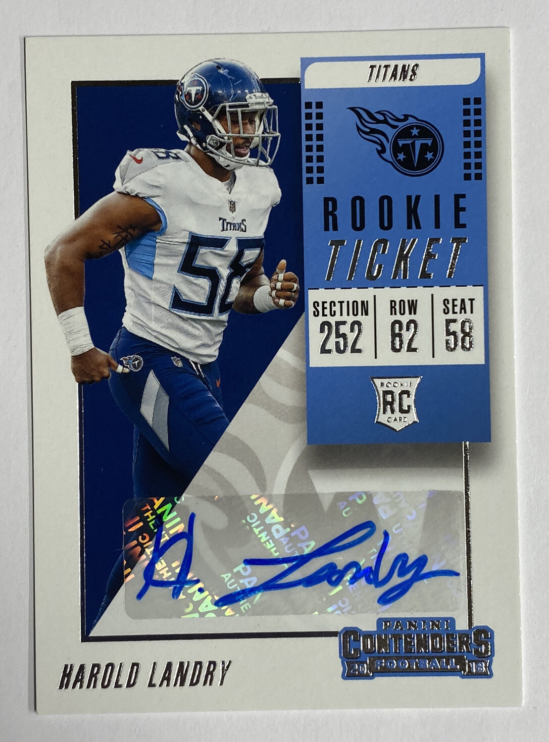 2018 Panini Contenders Rookie Ticket Harold Landry RC Auto #158
