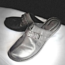 Born Brand New Black Leather Braided Strap Slip On Clogs Mules Women Size 9