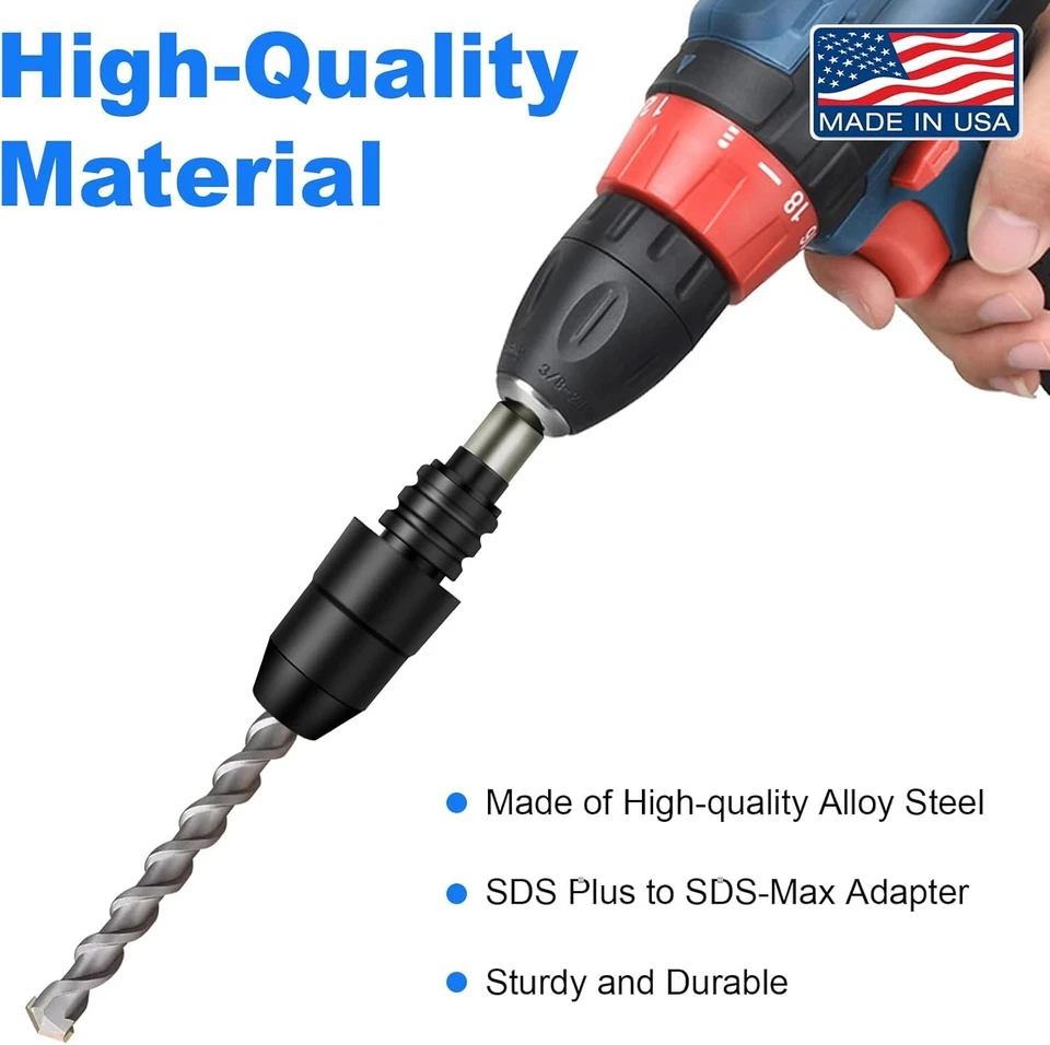 Адаптер SDS-Plus на SDS-Max для роторных молотков - длина 8-1/4 дюйма черный сплав - Изображение 3 из 4