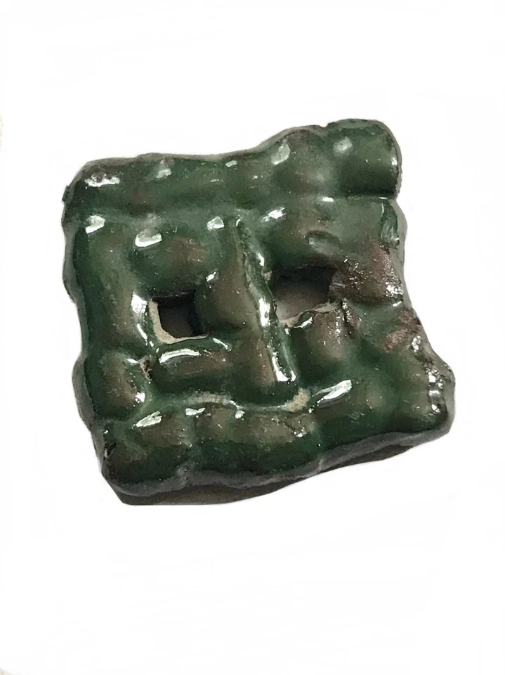 vintage 1930s 1940s handmade green ceramic buttons / set of six Art Deco buttons - Image 4 of 4