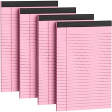 4 Pack Note Pads 5 x 8 Inch Pink Small Legal Pads 5 x 8 Colored Notepad 5 x 8