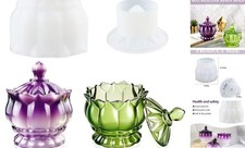 Resin Jar Mold with Lid, Silicone Jar Mold 3D Storage Jewelry Lotus Jar Mold