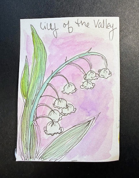 aceo art cards watercolor - Lily of the Valley - hand painted  2.5" x 3.5"
