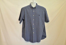 Ralph Lauren Men's Blue Plaid Classic Fit Short Sleeve Button Down Shirt XL
