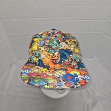 Pokemon Original Nintendo Snapback Hat All Over Print Pikachu Charizard Squirtle