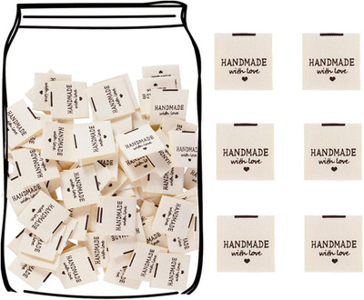 100pcs Sewing Labels for Handmade Items, Durable Fabric Woven Tags with Handm...