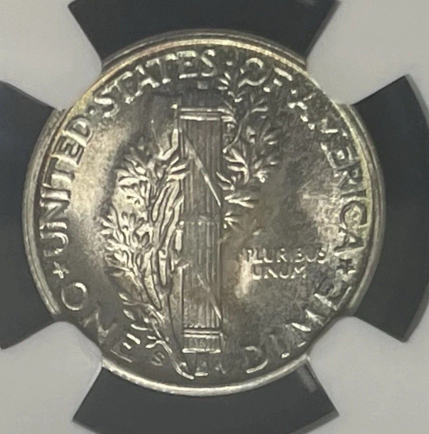 1945-S NGC MS67 - MERCURY DIME - NICELY TONED CX46 BU PRISTINE++ GEM FROM HOARD - Image 2 of 4