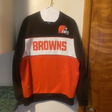 Cleveland Browns Sweatshirt Large Orange Brown Colorblock NFL Retro See Note