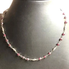 6256 VNTG SILPADA Sterling 925 Amethyst station bead Necklace 16-17"