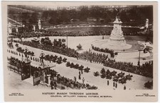 London WWI Victory March Parade Victoria Memorial Real Photograph Postcard