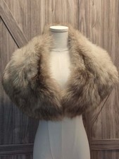 Vintage Genuine Blue Fox Fur Stole Shoulder Wrap 39" Bridal Wedding Formal