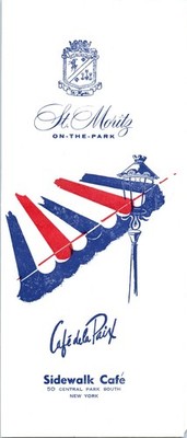 1960s St Moritz On The Park Cafe De La Paix New York Sidewalk Cafe Menu Vintage