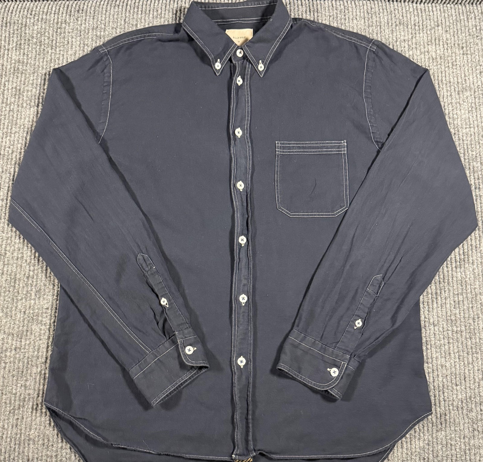 Billy Reid Shirt Mens Medium Standard Long Sleeve Button Up Made Italy Blue