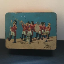 VTG Edward Sharp & Sons Toffee Tin Military Marching Band Design England 5.75"L