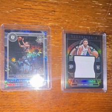 Panini 2024-25 Nets/Thunder 2-Card Lot Hoops/Obsidian Claxton Wallace RC Mem #47