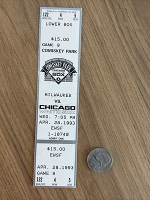 FRANK THOMAS 65th HR 1993 BREWERS WHITE SOX ticket stub FISK 2207th GM CAUGHT - Image 1 of 4