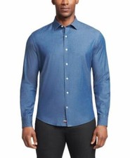 Tommy Hilfiger Men's Flex Reg Fit Washed Untucked Dress Shirt Blue-15-15.5 32/33