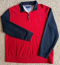 Men  s Tommy Hilfiger Red Quarter Zip Sweater Size XXL